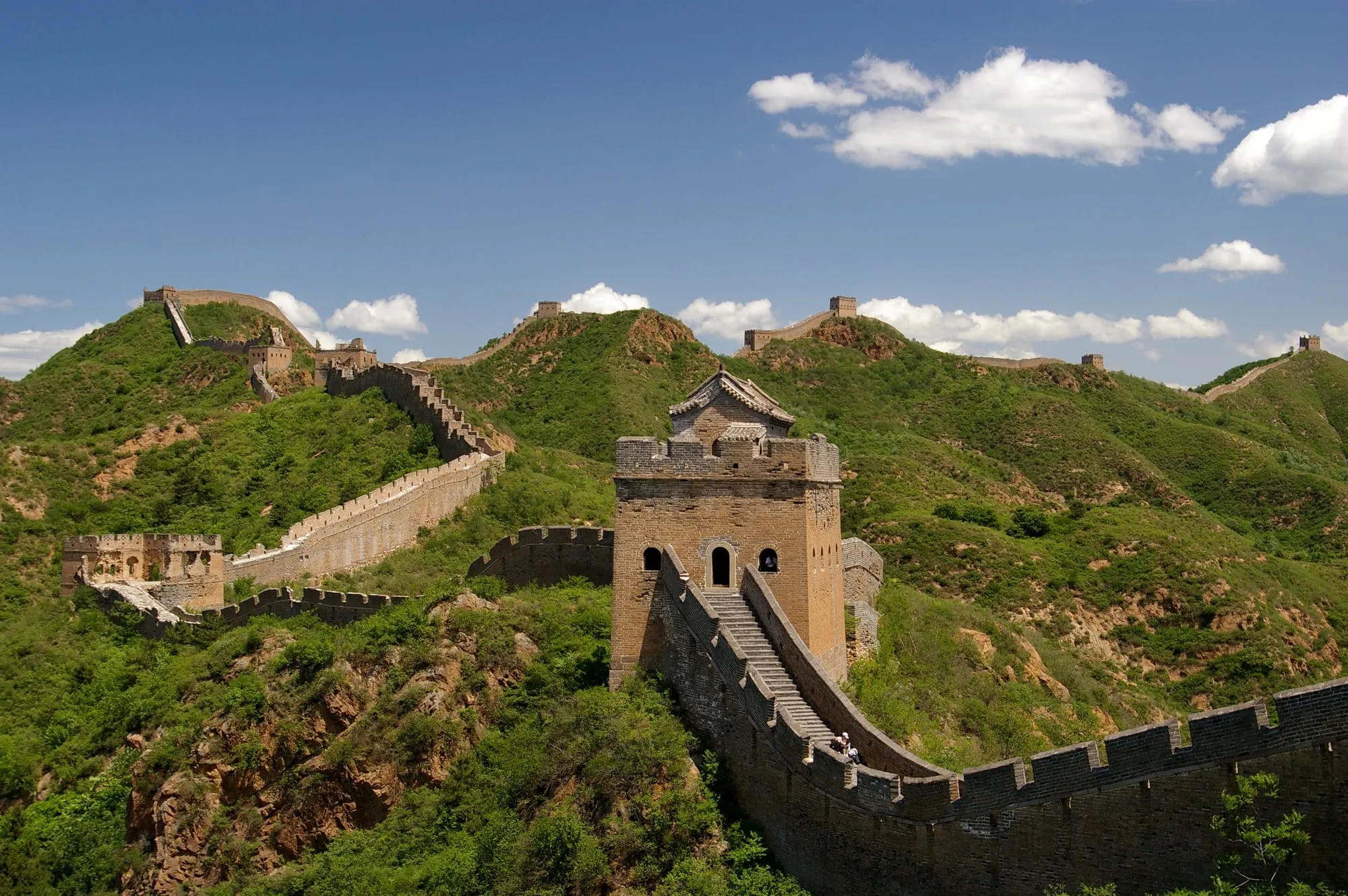 The Great Wall stretching across mountain ridges near Beijing